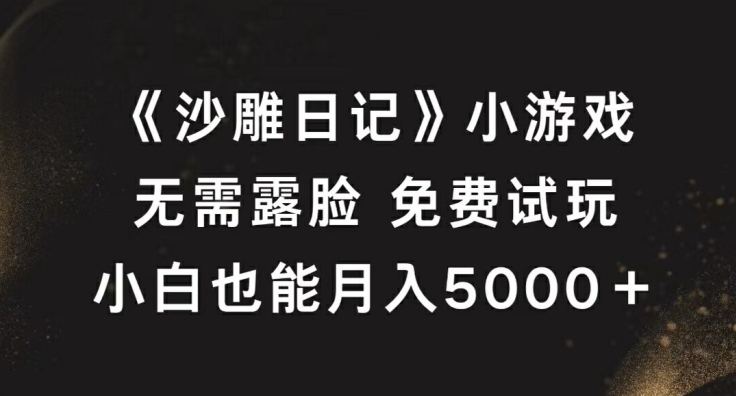 《沙雕日记》小游戏，无需露脸免费试玩，小白也能月入5000+【揭秘】-chywc