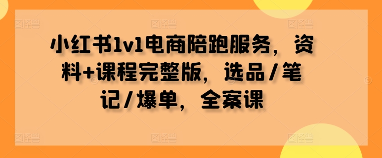 小红书1v1电商陪跑服务，资料+课程完整版，选品/笔记/爆单，全案课-chywc