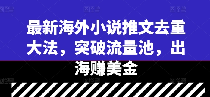 最新海外小说推文去重大法，突破流量池，出海赚美金-chywc
