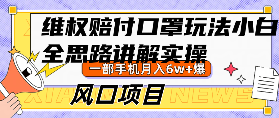 维权赔付口罩玩法，小白也能月入6w+，风口项目实操-chywc