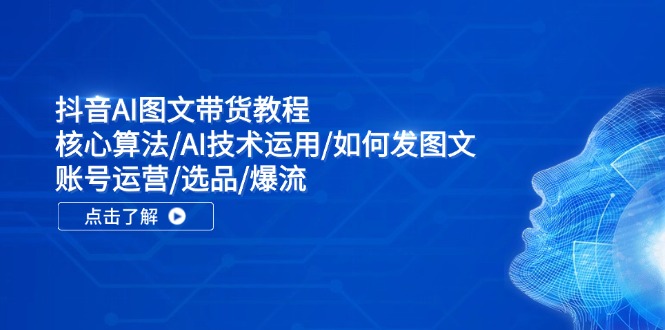 抖音AI图文带货教程：核心算法/AI技术运用/如何发图文/账号运营/选品/爆流-chywc