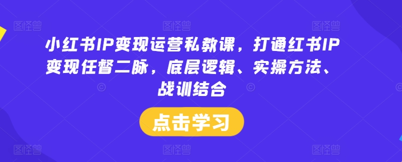 小红书IP变现运营私教课，打通红书IP变现任督二脉，底层逻辑、实操方法、战训结合-chywc