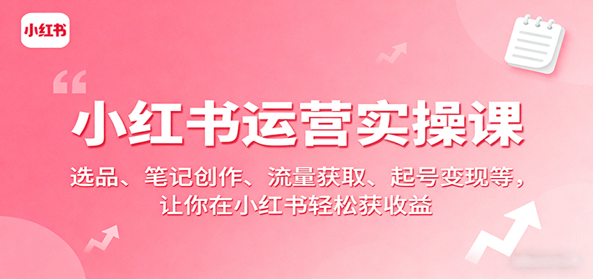 小红书运营实操课：选品、笔记创作、流量获取、起号变现等，让你在小红书轻松获收益-chywc