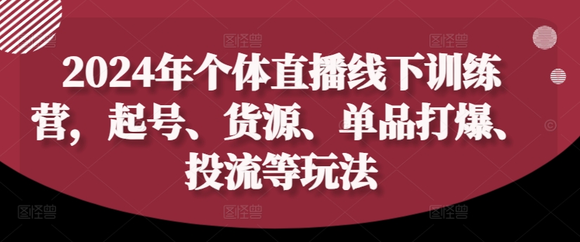 2024年个体直播训练营，起号、货源、单品打爆、投流等玩法-chywc