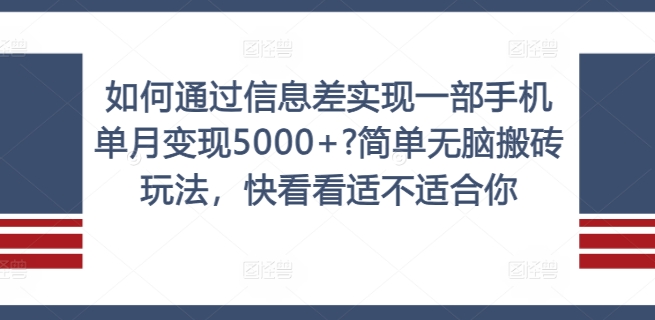 如何通过信息差实现一部手机单月变现5000+?简单无脑搬砖玩法，快看看适不适合你【揭秘】-chywc