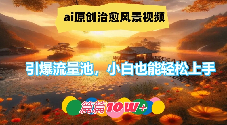 ai原创治愈风景视频，引爆流量池，小白也能轻松上手，篇篇10w+【揭秘】-chywc