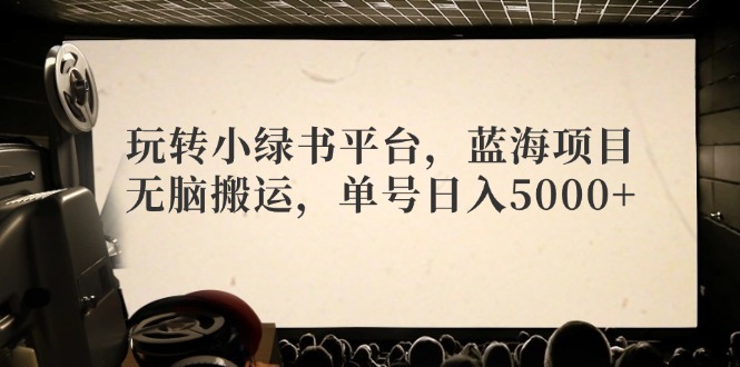 玩转小绿书平台，蓝海项目，无脑搬运，单号日入5000+-chywc