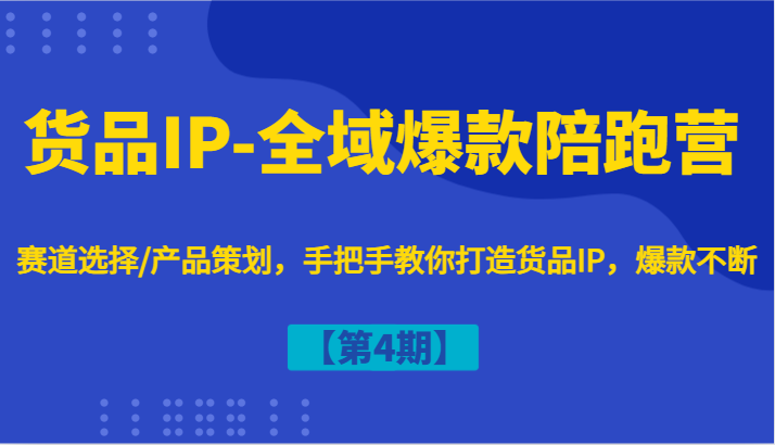 货品IP-全域爆款陪跑营【第4期】赛道选择/产品策划，手把手教你打造货品IP，爆款不断-chywc