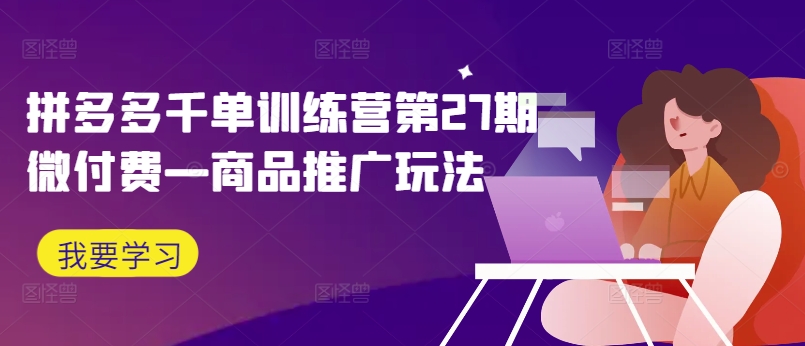 拼多多千单训练营第27期微付费—商品推广玩法-chywc