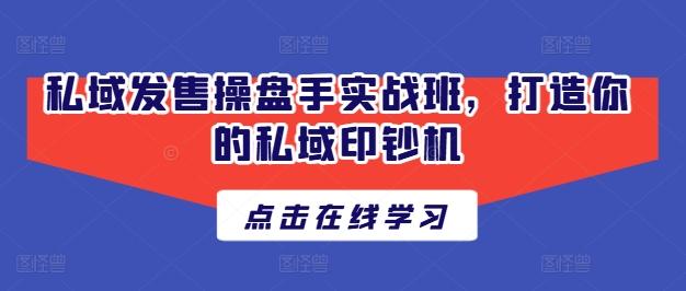 私域发售操盘手实战班，打造你的私域印钞机-chywc