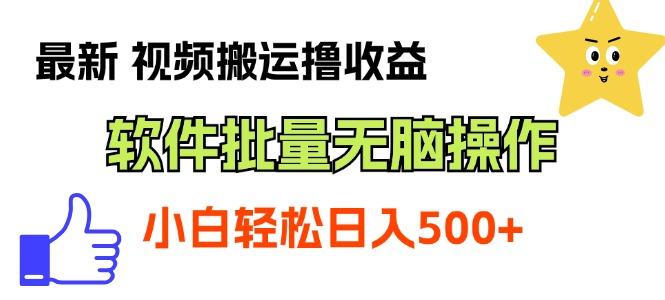 最新视频搬运撸收益，软件无脑批量操作，新手小白轻松上手-chywc