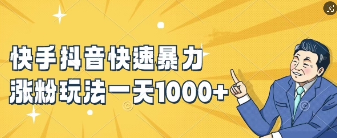 快手抖音快速暴力涨粉玩法，新手小白也能学会，一天1k+【揭秘】-chywc