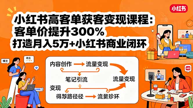 小红书高客单获客变现课程：客单价提升300%，打造月入10万+小红书商业闭环-chywc