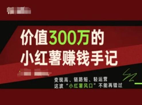 价值300万的小红书赚钱手记，变现高、链路短、轻运营，这波“小红薯风口”不能再错过-chywc