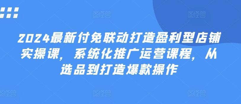 2024最新付免联动打造盈利型店铺实操课，​系统化推广运营课程，从选品到打造爆款操作-chywc