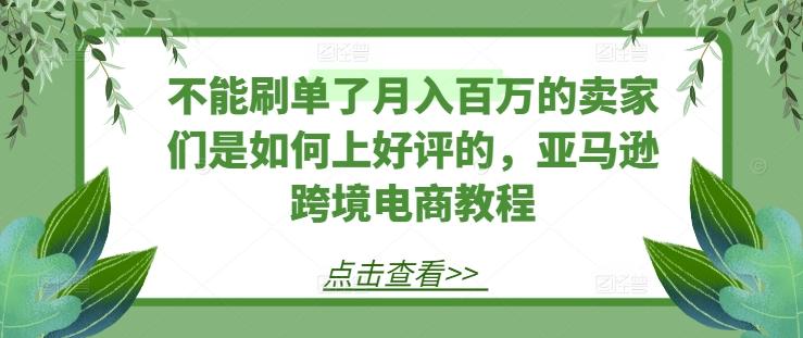 不能刷单了月入百万的卖家们是如何上好评的，亚马逊跨境电商教程-chywc
