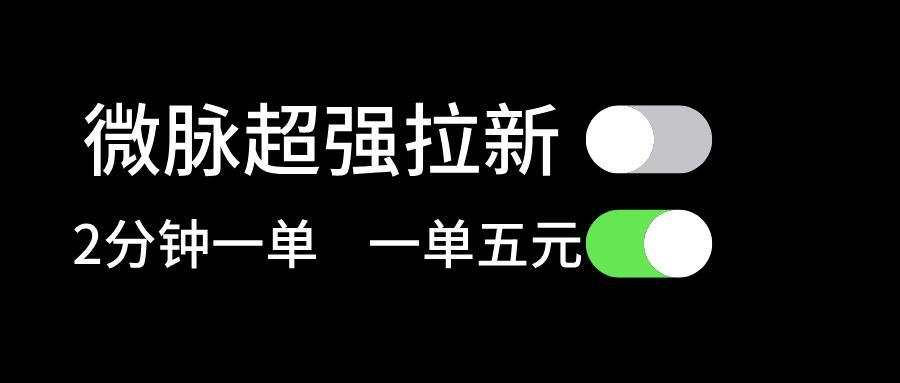 微脉超强拉新， 两分钟1单， 一单利润5块，适合小白-chywc