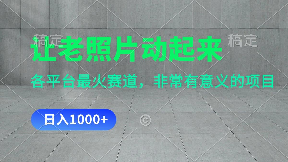 让老照片动起来，一天变现1000+，各平台最火赛道，看完就会-chywc