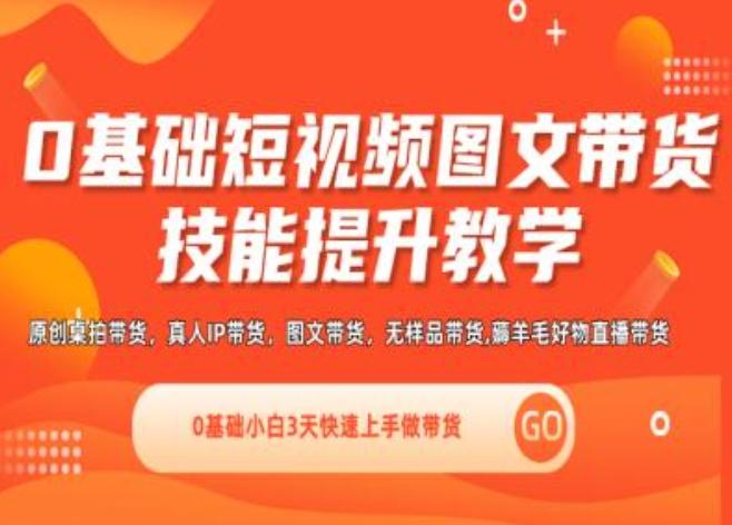 0基础短视频图文带货实操技能提升教学(直播课+视频课),0基础小白3天快速上手做带货-chywc