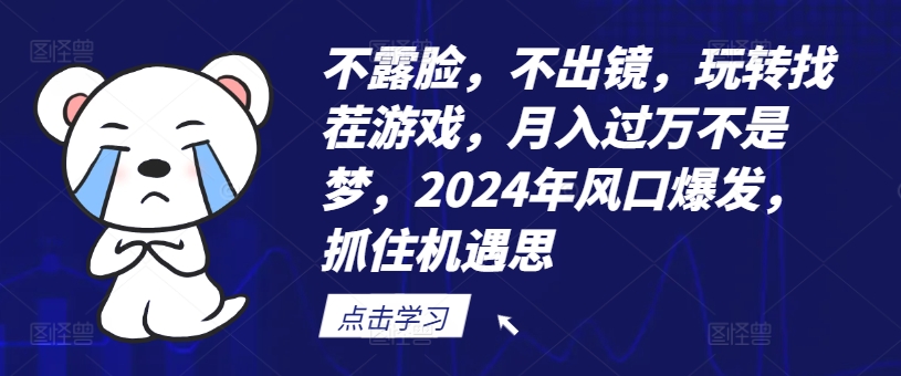 不露脸，不出镜，玩转找茬游戏，月入过万不是梦，2024年风口爆发，抓住机遇【揭秘】-chywc