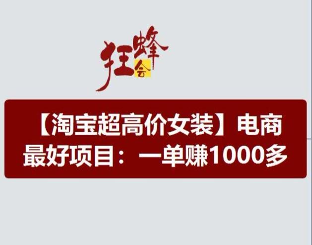 淘宝超高价女装项目，电商最好赛道，一单赚1000多-chywc