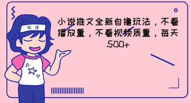 小说推文全新自撸玩法，不看播放量，不看视频质量，每天500+【揭秘】-chywc