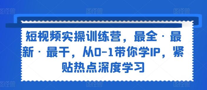 短视频实操训练营，最全·最新·最干，从0-1带你学IP，紧贴热点深度学习-chywc