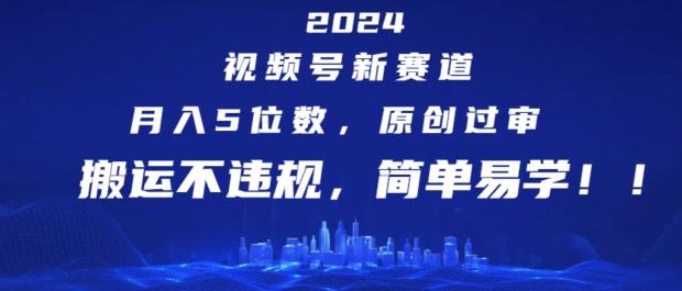 2024视频号新赛道，月入5位数+，原创过审，搬运不违规，简单易学【揭秘】-chywc