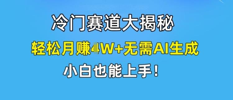 冷门赛道大揭秘，轻松月赚1W+无需AI生成，小白也能上手【揭秘】-chywc