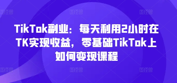 TikTok副业：每天利用2小时在TK实现收益，零基础TikTok上如何变现课程-chywc