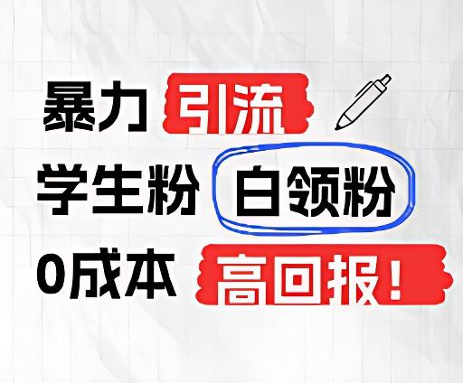 暴力引流学生粉白领粉，吊打以往垃圾玩法，0成本，高回报-chywc