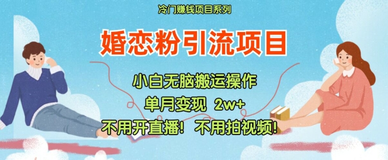 小红书婚恋粉引流，不用开直播，不用拍视频，不用做交付【揭秘】-chywc