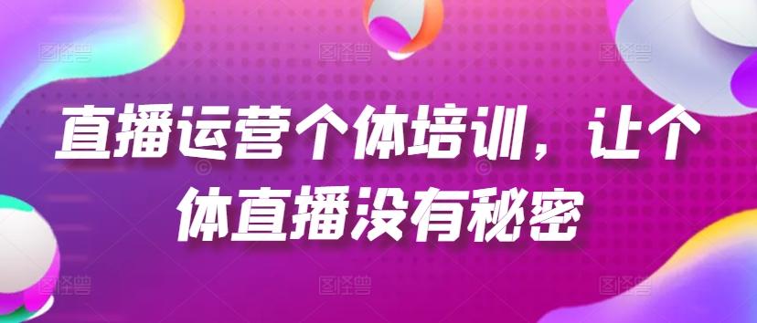 直播运营个体培训，让个体直播没有秘密，起号、货源、单品打爆、投流等玩法-chywc