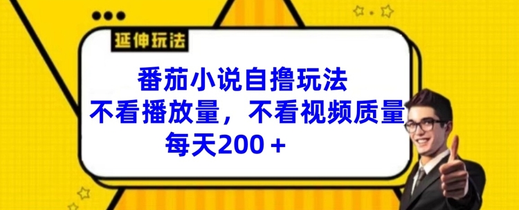 番茄小说自撸玩法，不看播放量，不看视频质量，每天200+【揭秘】-chywc