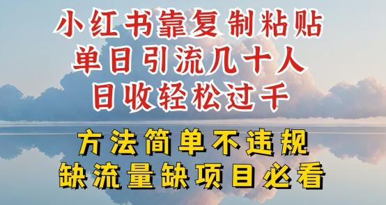 小红书靠复制粘贴单日引流几十人目收轻松过千，方法简单不违规【揭秘】-chywc