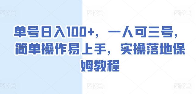 单号日入100+，一人可三号，简单操作易上手，实操落地保姆教程【揭秘】-chywc