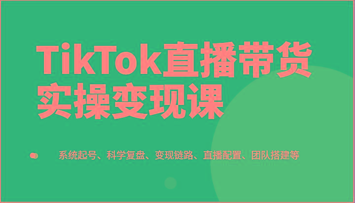 TikTok直播带货实操变现课：系统起号、科学复盘、变现链路、直播配置、团队搭建等-chywc
