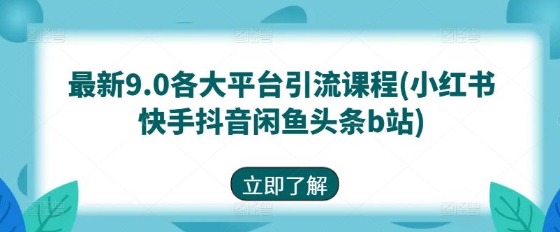 最新9.0各大平台引流课程(小红书快手抖音闲鱼头条b站)-chywc