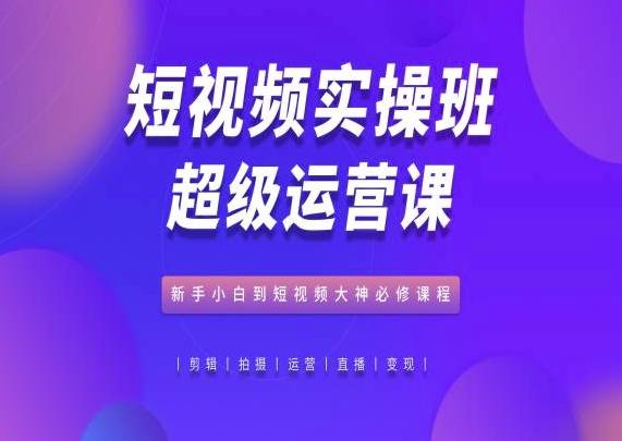短视频实操班超级运营课，新手小白到短视频大神必修课程-chywc