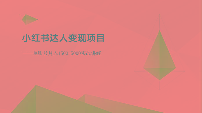小红书达人变现项目：单账号月入1500-3000实战讲解-chywc