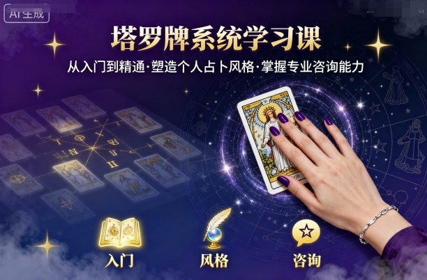塔罗牌系统学习课，助你从入门到精通，塑造个人占卜风格，掌握专业咨询能力-chywc