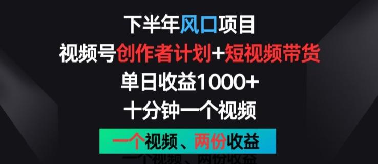 下半年风口项目，视频号创作者计划+视频带货，一个视频两份收益，十分钟一个视频【揭秘】-chywc