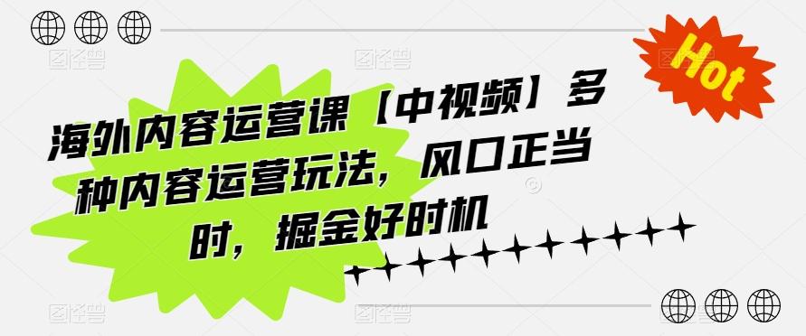 海外内容运营课【中视频】多种内容运营玩法，风口正当时，掘金好时机-chywc
