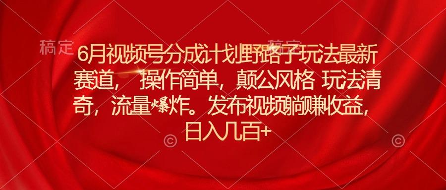6月视频号分成计划野路子玩法最新赛道操作简单，颠公风格玩法清奇，流…-chywc
