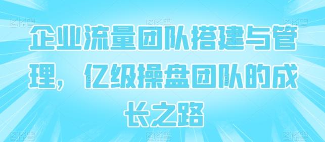 企业流量团队搭建与管理，亿级操盘团队的成长之路-chywc