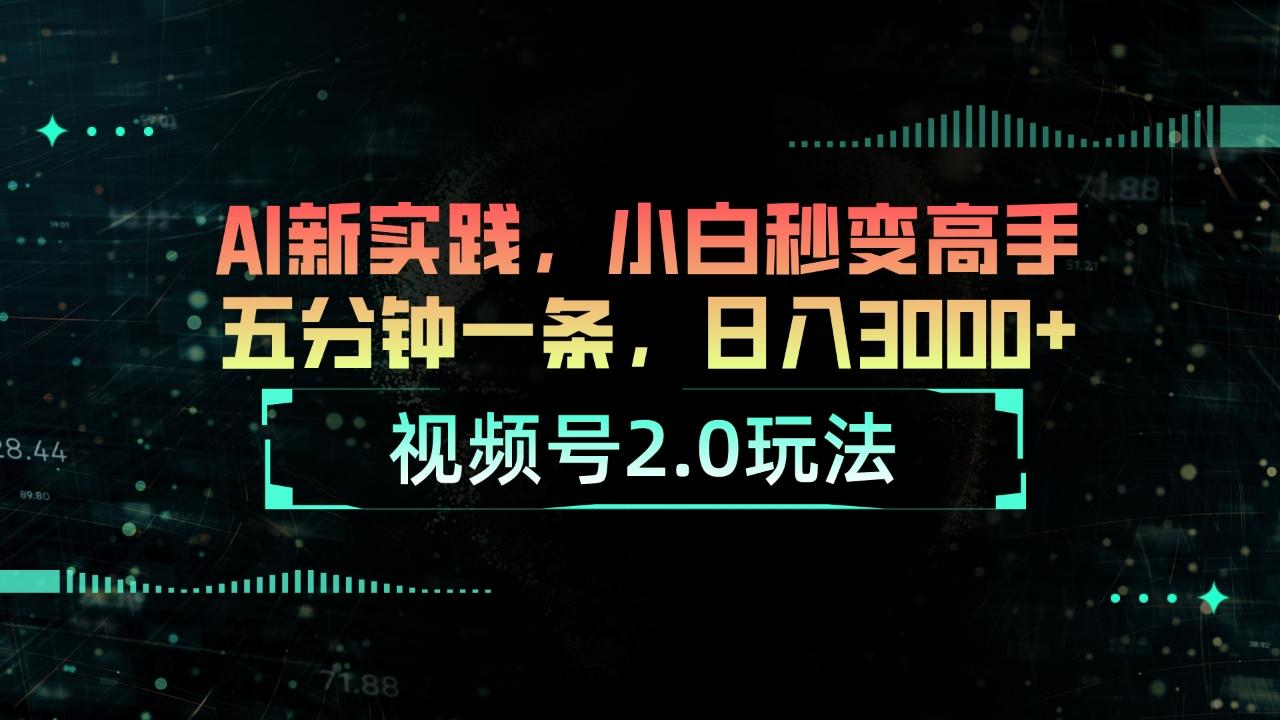 视频号2.0玩法 AI新实践，小白秒变高手五分钟一条，日入3000+-chywc