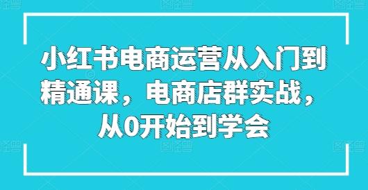 小红书电商运营从入门到精通课，电商店群实战，从0开始到学会-chywc