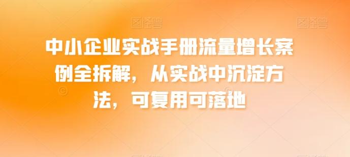 中小企业实战手册流量增长案例全拆解，从实战中沉淀方法，可复用可落地-chywc