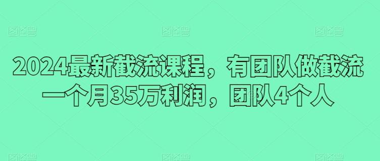 2024最新截流课程，有团队做截流一个月35万利润，团队4个人-chywc