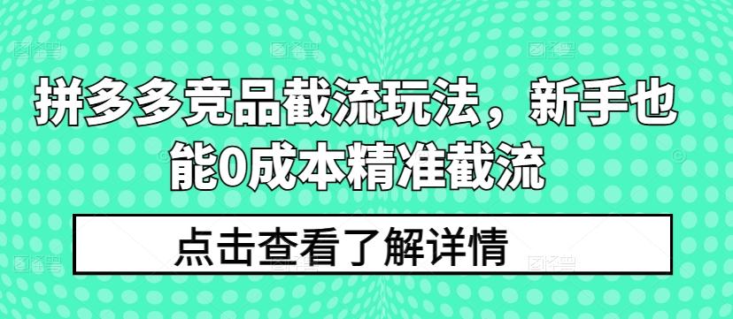 拼多多竞品截流玩法，新手也能0成本精准截流-chywc